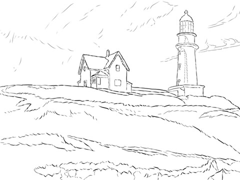 Lighthouse Hill By Edward Hopper Coloring Page